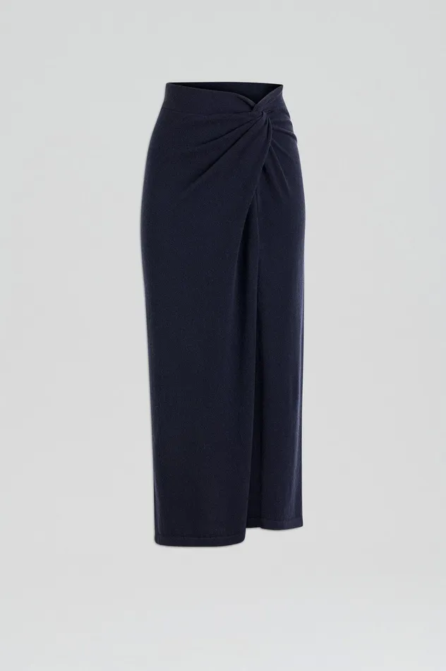Knitwear CASHMERE SARONG SKIRT NAVY 8211 Scanlan Theodore Women Knitwear CASHMERE SARONG SKIRT NAVY 8211 Scanlan Theodore Women