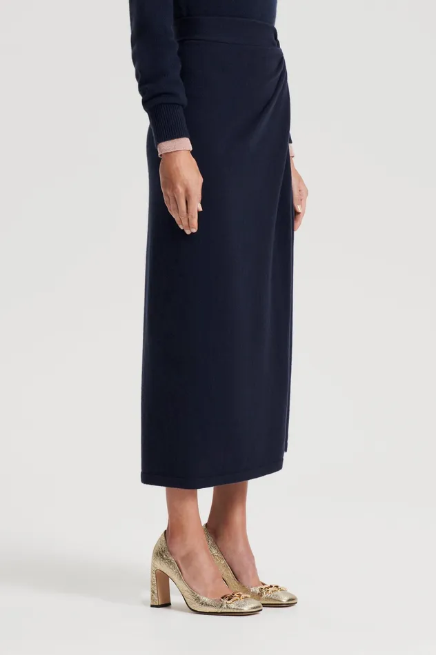 Knitwear CASHMERE SARONG SKIRT NAVY 8211 Scanlan Theodore Women Knitwear CASHMERE SARONG SKIRT NAVY 8211 Scanlan Theodore Women