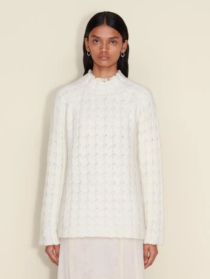 Knitwear Women Holzweiler Cara Cable Crew Ecru