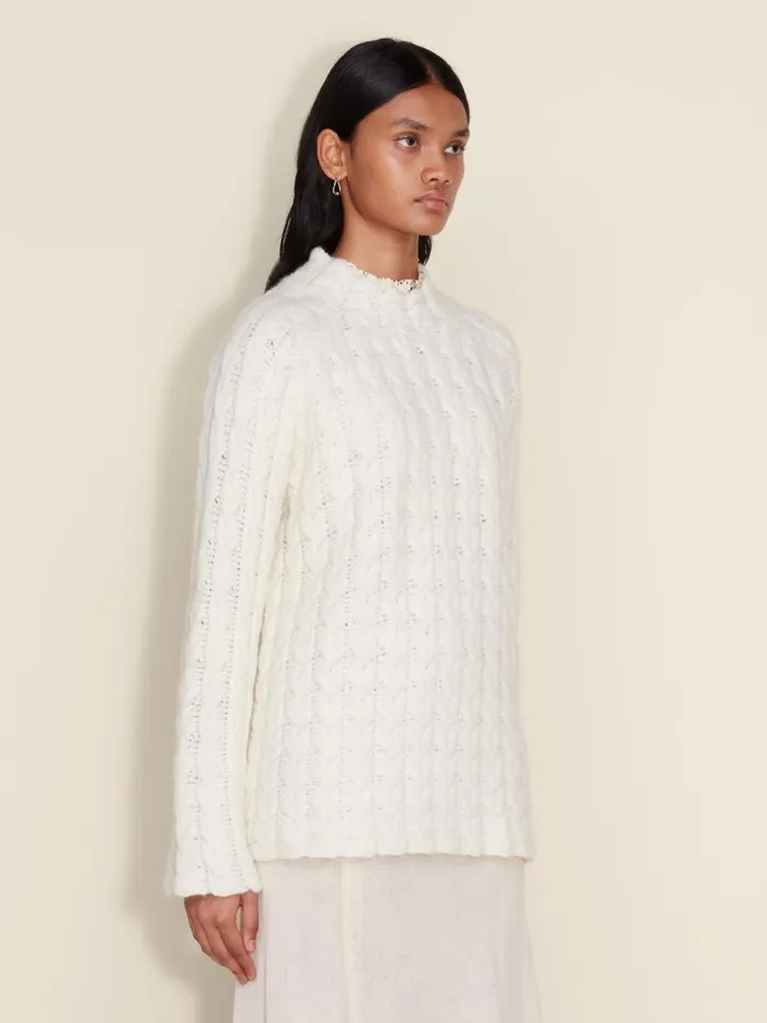 Knitwear Women Holzweiler Cara Cable Crew Ecru