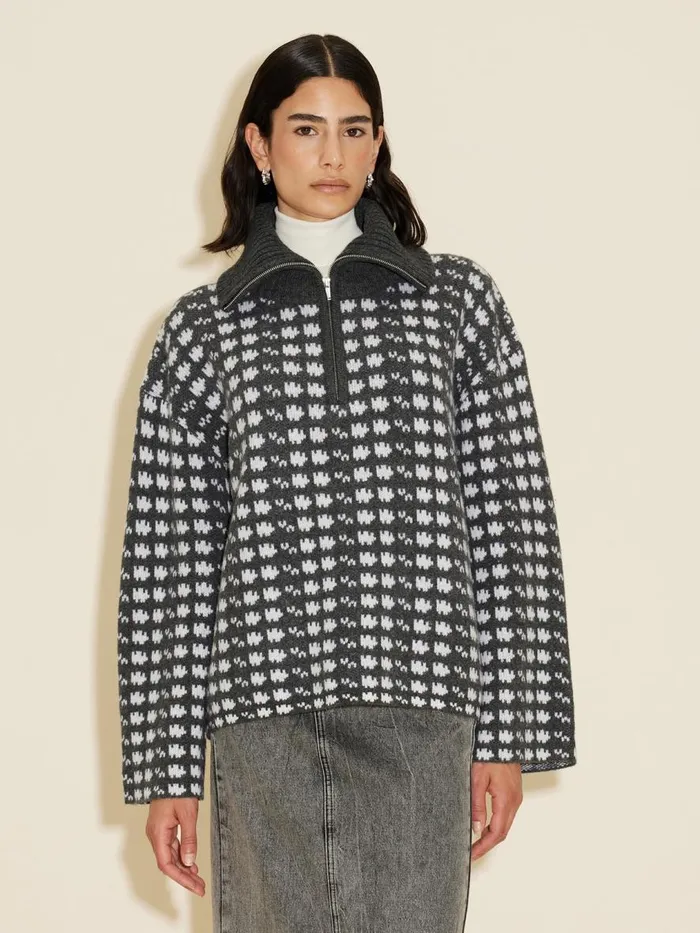 Knitwear Women Holzweiler Cass Knit Sweater Dk Grey Mix