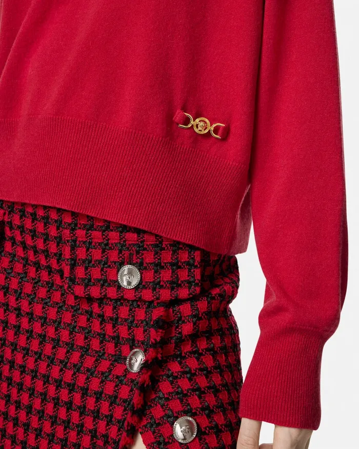 Knitwear Women Versace CashmereBlend Knit Boxy Sweater Red