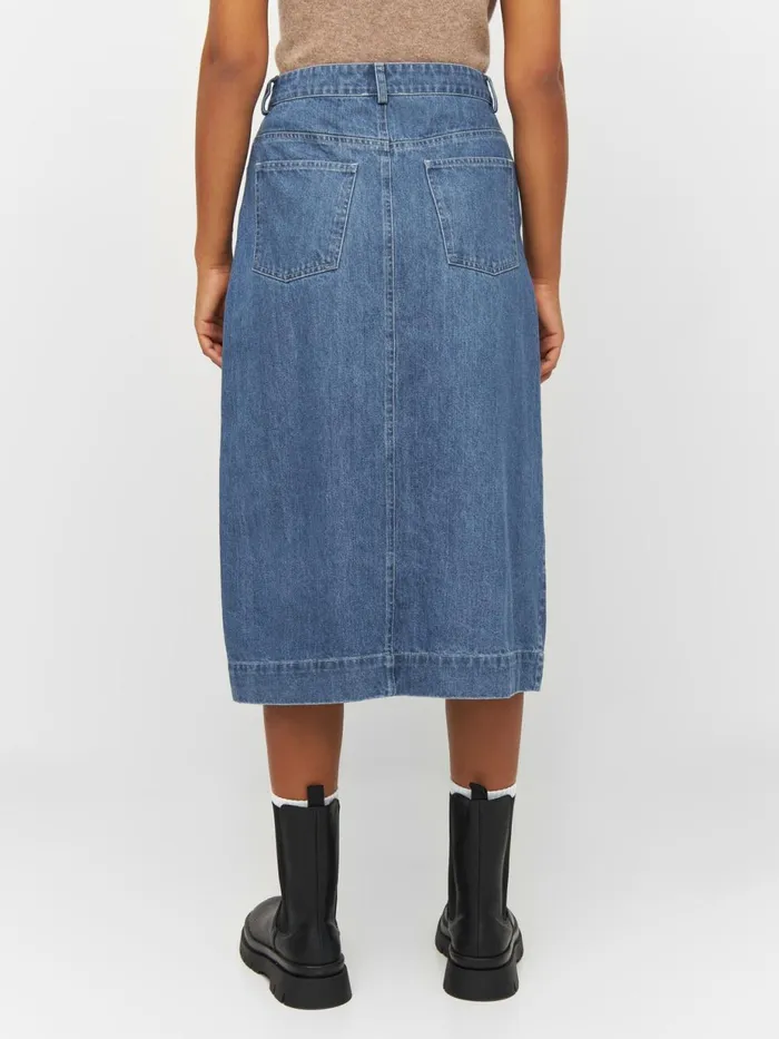 KnowledgeCotton Apparel Dresses And Skirts Denim Midi Length Skirt Vintage Indigo 8211 Women KnowledgeCotton Apparel Dresses And Skirts Denim Midi Length Skirt Vintage Indigo 8211 Women