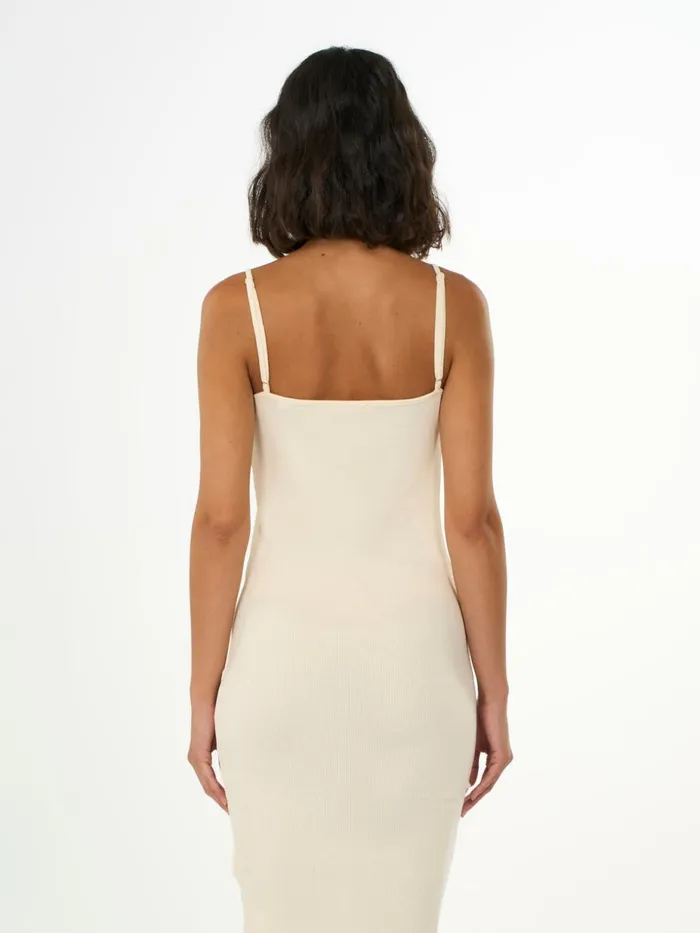 KnowledgeCotton Apparel Dresses And Skirts Jersey Rib Strap Dress Buttercream 8211 Women KnowledgeCotton Apparel Dresses And Skirts Jersey Rib Strap Dress Buttercream 8211 Women