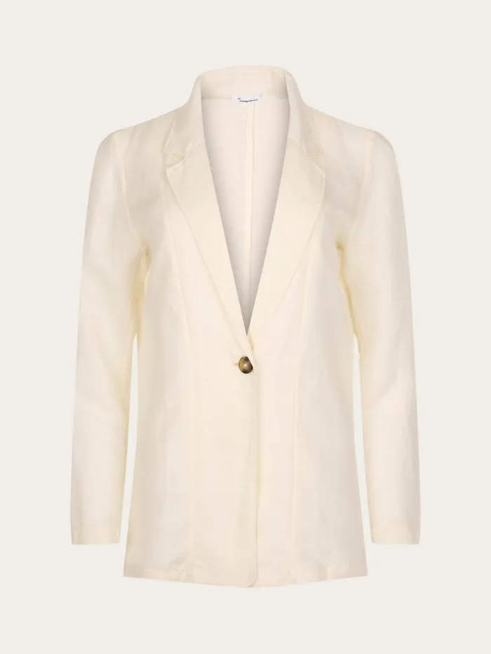KnowledgeCotton Apparel Fleeces And Jackets Linen Mix Loose Blazer Buttercream 8211 Women KnowledgeCotton Apparel Fleeces And Jackets Linen Mix Loose Blazer Buttercream 8211 Women