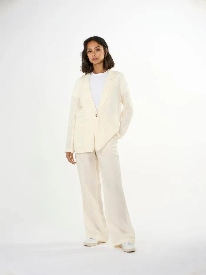KnowledgeCotton Apparel Fleeces And Jackets Linen Mix Loose Blazer Buttercream 8211 Women KnowledgeCotton Apparel Fleeces And Jackets Linen Mix Loose Blazer Buttercream 8211 Women