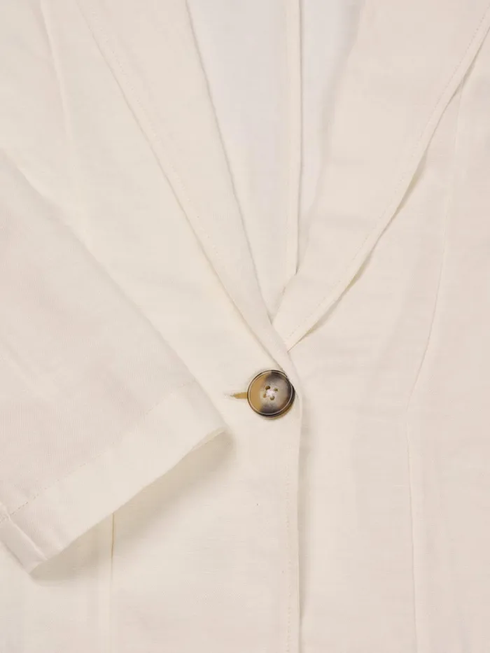 KnowledgeCotton Apparel Fleeces And Jackets Linen Mix Loose Blazer Buttercream 8211 Women KnowledgeCotton Apparel Fleeces And Jackets Linen Mix Loose Blazer Buttercream 8211 Women
