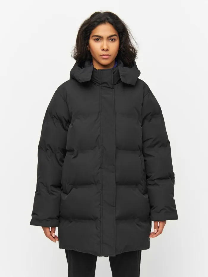 KnowledgeCotton Apparel Fleeces And Jackets Long Puffer Jacket Black Jet 8211 Women KnowledgeCotton Apparel Fleeces And Jackets Long Puffer Jacket Black Jet 8211 Women