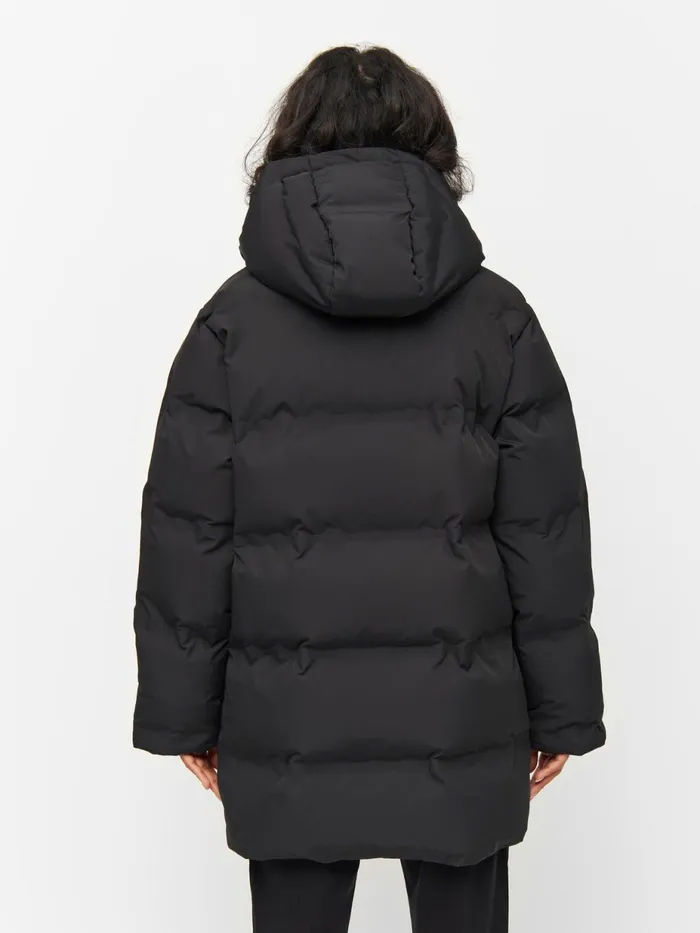 KnowledgeCotton Apparel Fleeces And Jackets Long Puffer Jacket Black Jet 8211 Women KnowledgeCotton Apparel Fleeces And Jackets Long Puffer Jacket Black Jet 8211 Women