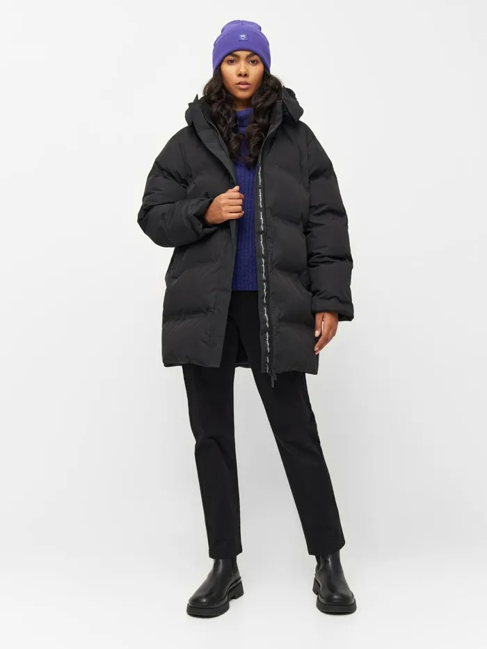 KnowledgeCotton Apparel Fleeces And Jackets Long Puffer Jacket Black Jet 8211 Women KnowledgeCotton Apparel Fleeces And Jackets Long Puffer Jacket Black Jet 8211 Women