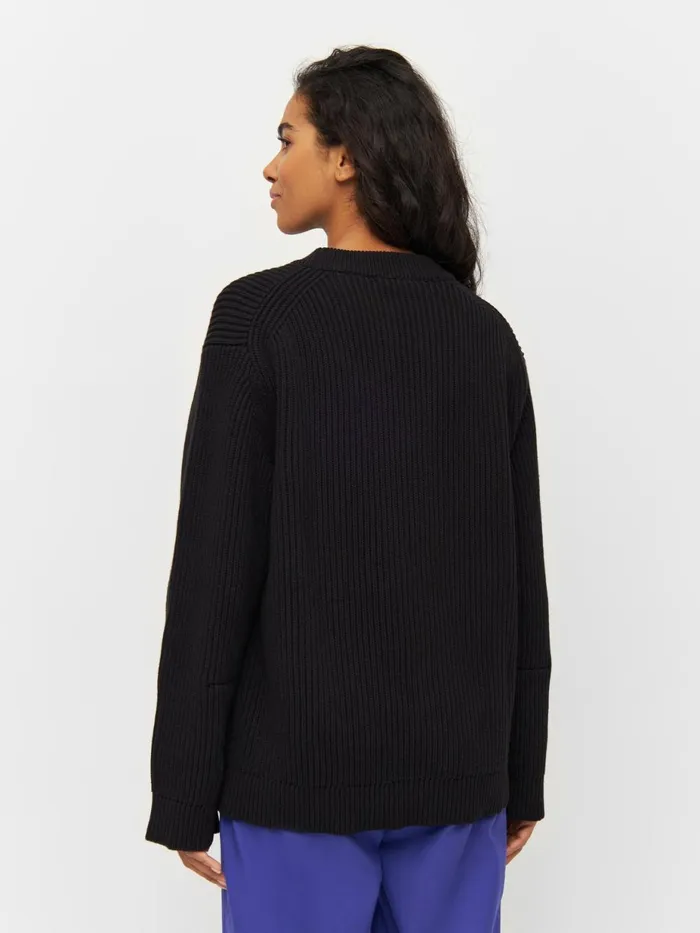 KnowledgeCotton Apparel Knits Heavy Rib Oversize Crew Neck Knit Black Jet 8211 Women KnowledgeCotton Apparel Knits Heavy Rib Oversize Crew Neck Knit Black Jet 8211 Women