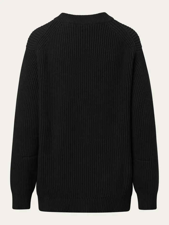 KnowledgeCotton Apparel Knits Heavy Rib Oversize Crew Neck Knit Black Jet 8211 Women KnowledgeCotton Apparel Knits Heavy Rib Oversize Crew Neck Knit Black Jet 8211 Women