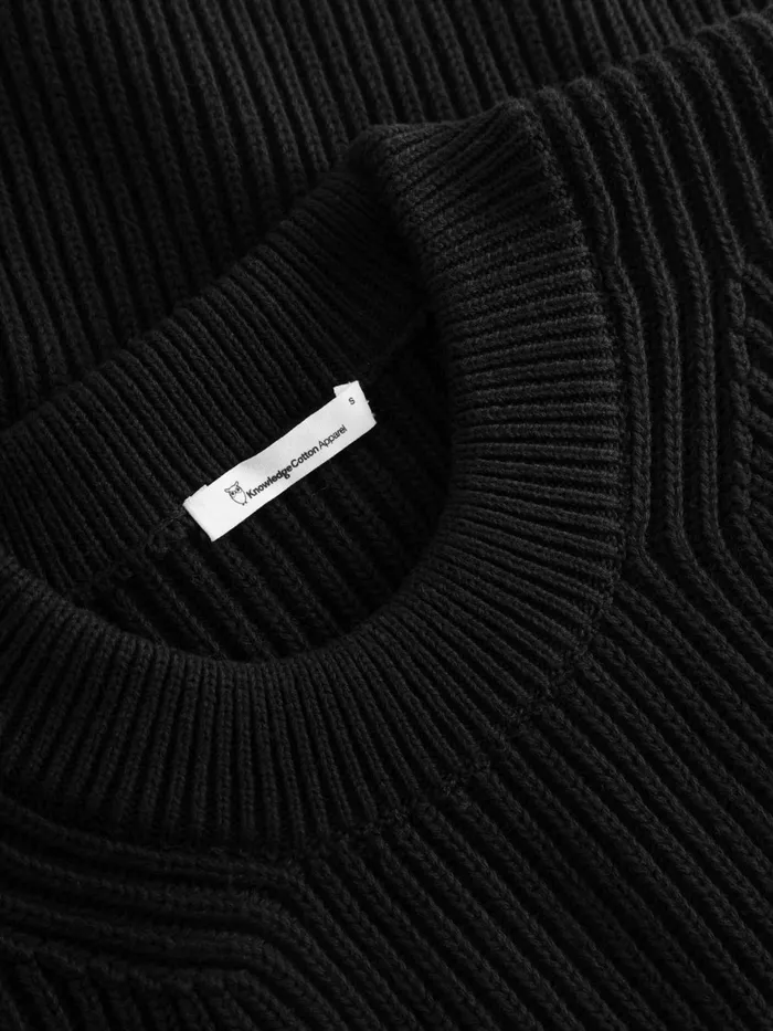 KnowledgeCotton Apparel Knits Heavy Rib Oversize Crew Neck Knit Black Jet 8211 Women KnowledgeCotton Apparel Knits Heavy Rib Oversize Crew Neck Knit Black Jet 8211 Women