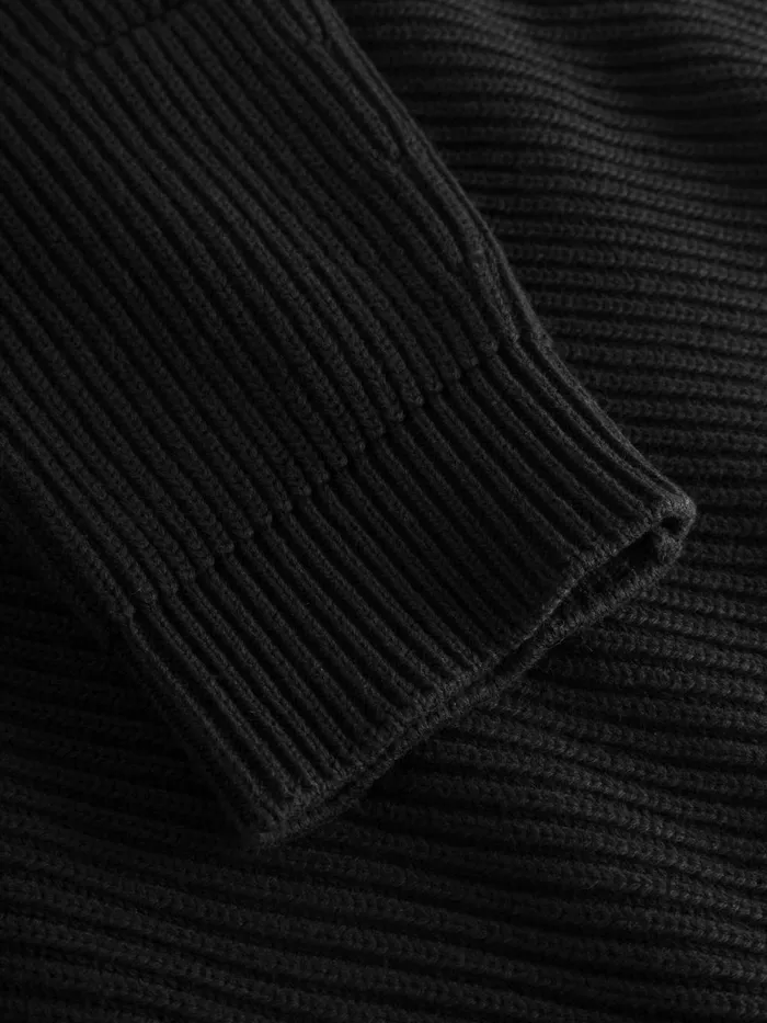 KnowledgeCotton Apparel Knits Heavy Rib Oversize Crew Neck Knit Black Jet 8211 Women KnowledgeCotton Apparel Knits Heavy Rib Oversize Crew Neck Knit Black Jet 8211 Women