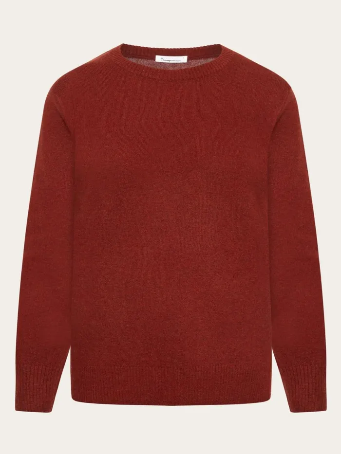KnowledgeCotton Apparel Knits Lambswool Crew Neck Fired Brick 8211 Women