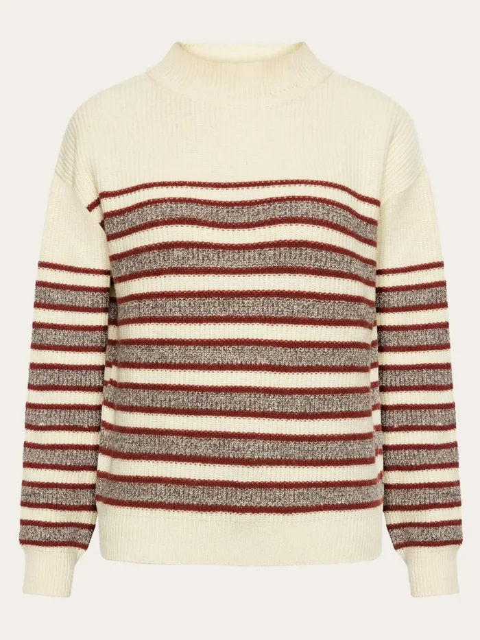 KnowledgeCotton Apparel Knits Lambswool Stripe Blocking Crew Neck Rws 8211 Women