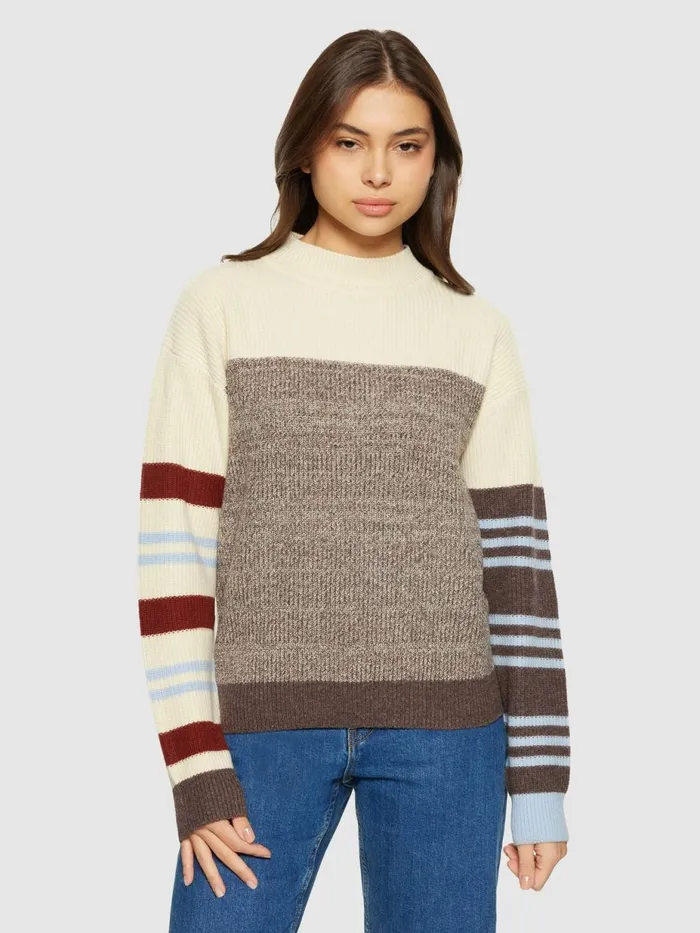 KnowledgeCotton Apparel Knits Lambswool Stripe Blocking Crew Neck Rws 8211 Women KnowledgeCotton Apparel Knits Lambswool Stripe Blocking Crew Neck Rws 8211 Women