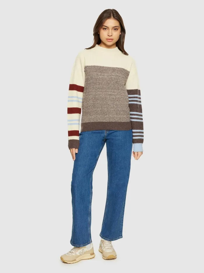 KnowledgeCotton Apparel Knits Lambswool Stripe Blocking Crew Neck Rws 8211 Women KnowledgeCotton Apparel Knits Lambswool Stripe Blocking Crew Neck Rws 8211 Women