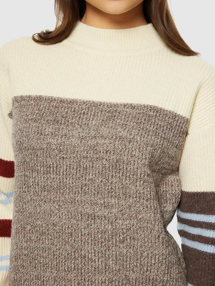 KnowledgeCotton Apparel Knits Lambswool Stripe Blocking Crew Neck Rws 8211 Women KnowledgeCotton Apparel Knits Lambswool Stripe Blocking Crew Neck Rws 8211 Women