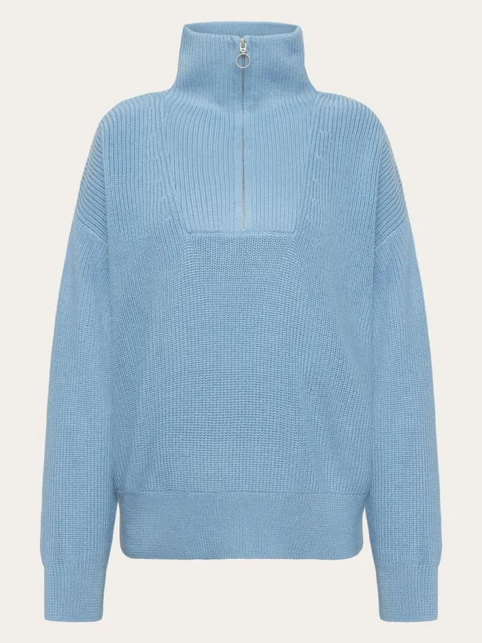 KnowledgeCotton Apparel Knits Merino Half Zip High Neck Glacier Lake 8211 Women KnowledgeCotton Apparel Knits Merino Half Zip High Neck Glacier Lake 8211 Women