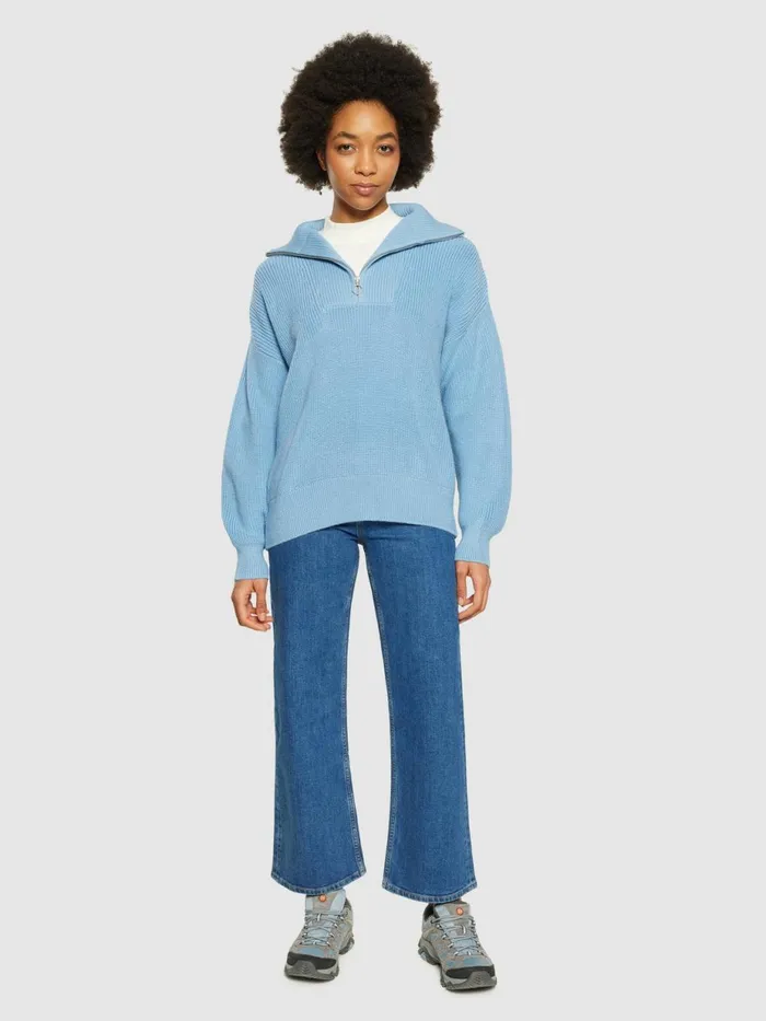 KnowledgeCotton Apparel Knits Merino Half Zip High Neck Glacier Lake 8211 Women KnowledgeCotton Apparel Knits Merino Half Zip High Neck Glacier Lake 8211 Women