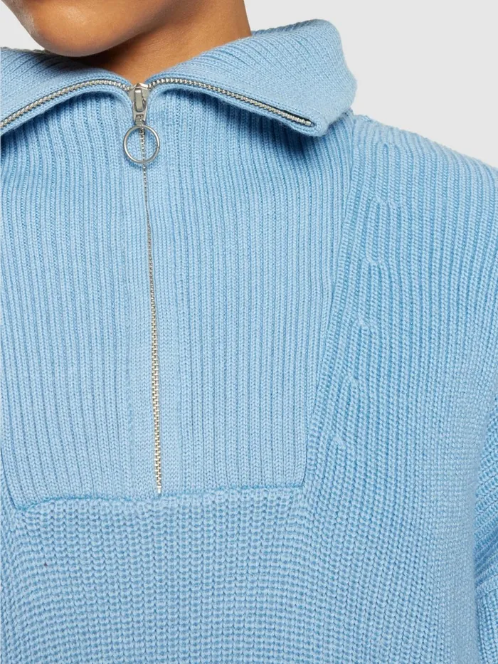 KnowledgeCotton Apparel Knits Merino Half Zip High Neck Glacier Lake 8211 Women KnowledgeCotton Apparel Knits Merino Half Zip High Neck Glacier Lake 8211 Women