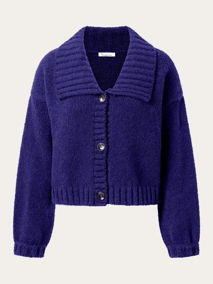 KnowledgeCotton Apparel Knits Mouline Big Collar Cardigan Deep Purple 8211 Women KnowledgeCotton Apparel Knits Mouline Big Collar Cardigan Deep Purple 8211 Women