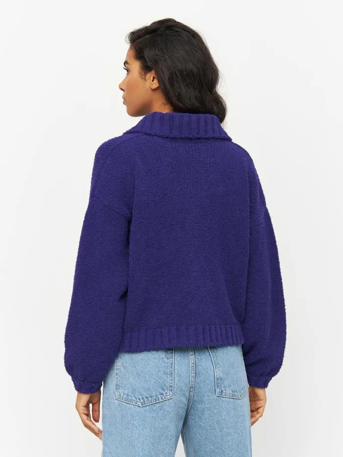 KnowledgeCotton Apparel Knits Mouline Big Collar Cardigan Deep Purple 8211 Women KnowledgeCotton Apparel Knits Mouline Big Collar Cardigan Deep Purple 8211 Women