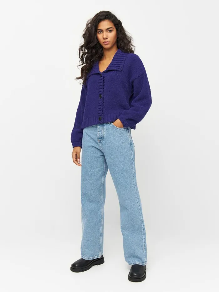 KnowledgeCotton Apparel Knits Mouline Big Collar Cardigan Deep Purple 8211 Women KnowledgeCotton Apparel Knits Mouline Big Collar Cardigan Deep Purple 8211 Women