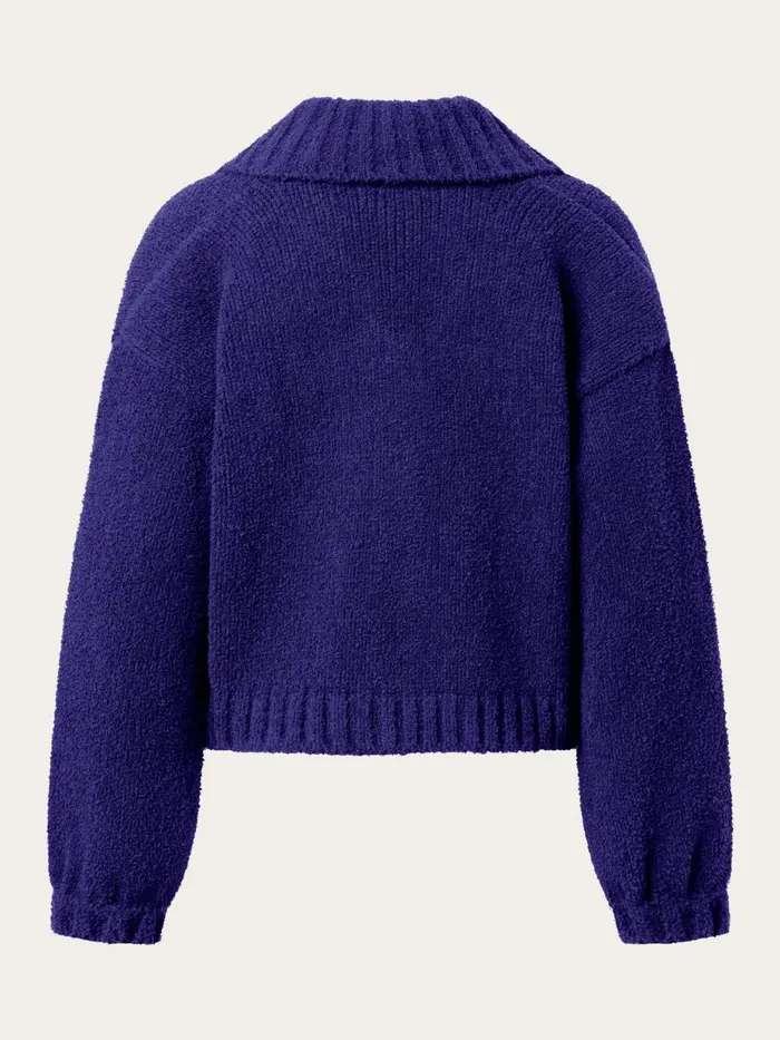 KnowledgeCotton Apparel Knits Mouline Big Collar Cardigan Deep Purple 8211 Women KnowledgeCotton Apparel Knits Mouline Big Collar Cardigan Deep Purple 8211 Women