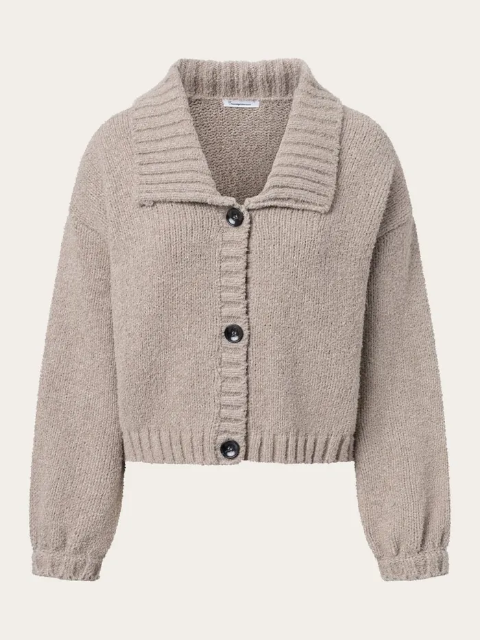 KnowledgeCotton Apparel Knits Mouline Big Collar Cardigan Light Feather Gray 8211 Women KnowledgeCotton Apparel Knits Mouline Big Collar Cardigan Light Feather Gray 8211 Women