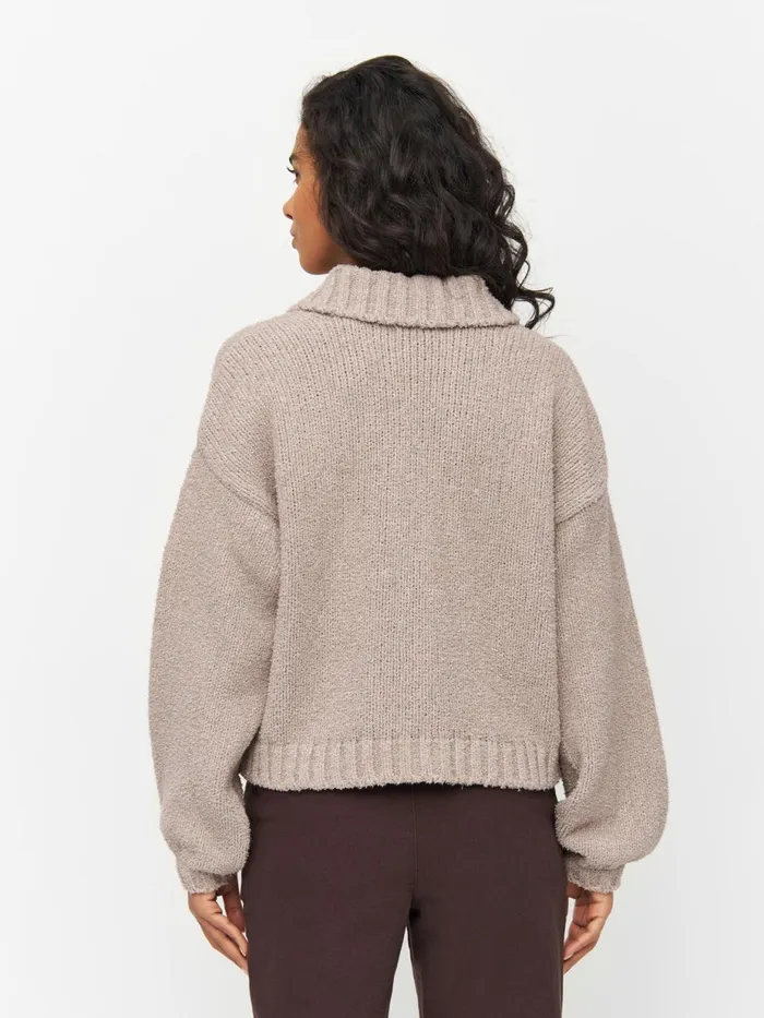 KnowledgeCotton Apparel Knits Mouline Big Collar Cardigan Light Feather Gray 8211 Women KnowledgeCotton Apparel Knits Mouline Big Collar Cardigan Light Feather Gray 8211 Women