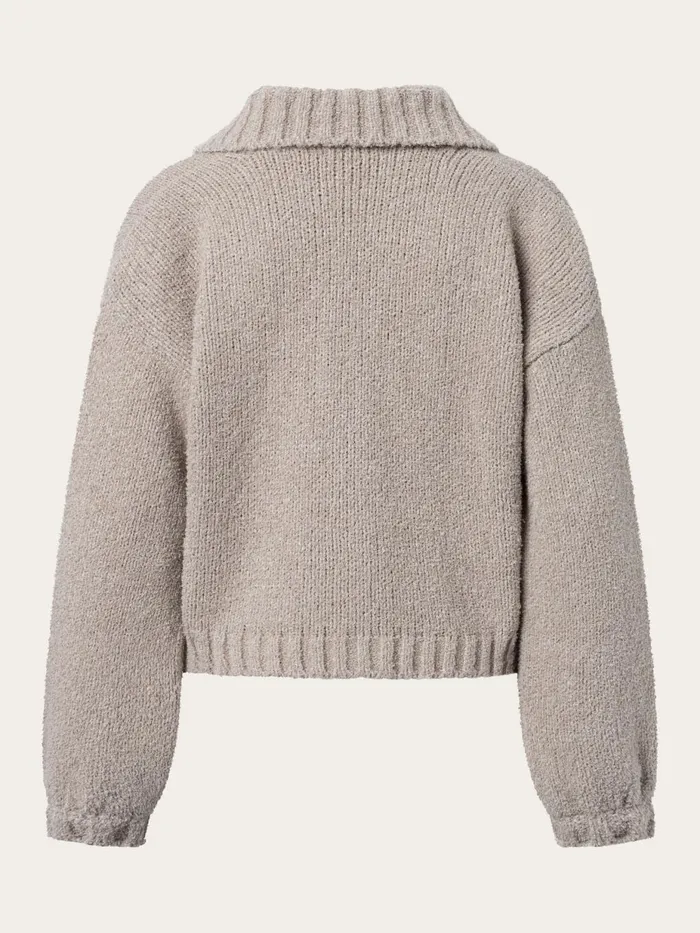 KnowledgeCotton Apparel Knits Mouline Big Collar Cardigan Light Feather Gray 8211 Women KnowledgeCotton Apparel Knits Mouline Big Collar Cardigan Light Feather Gray 8211 Women