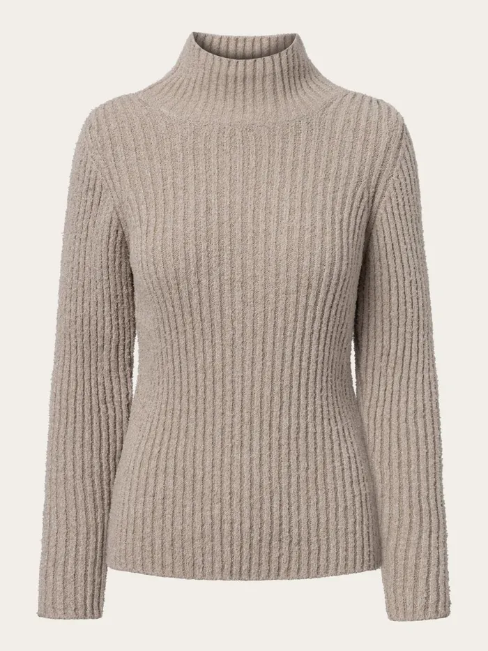 KnowledgeCotton Apparel Knits Mouline Roll Neck Light Feather Gray 8211 Women