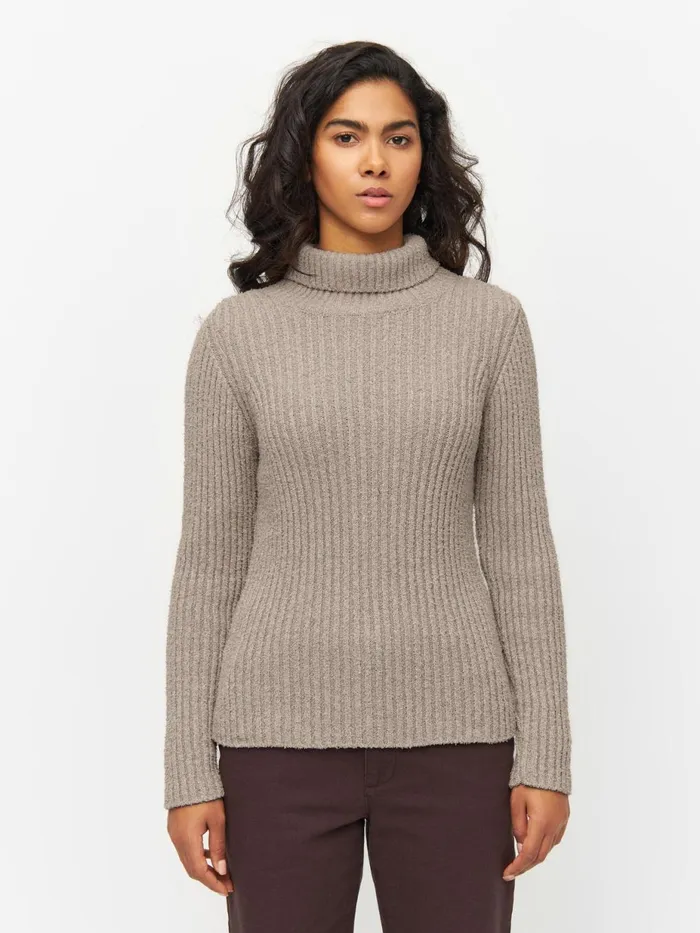 KnowledgeCotton Apparel Knits Mouline Roll Neck Light Feather Gray 8211 Women KnowledgeCotton Apparel Knits Mouline Roll Neck Light Feather Gray 8211 Women