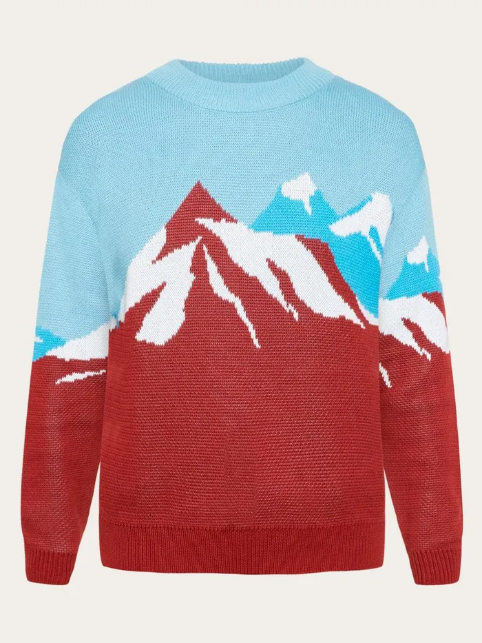 KnowledgeCotton Apparel Knits Mountain Jacquard Cotton Crew Neck Regenerative Organic Certified 8211 Women