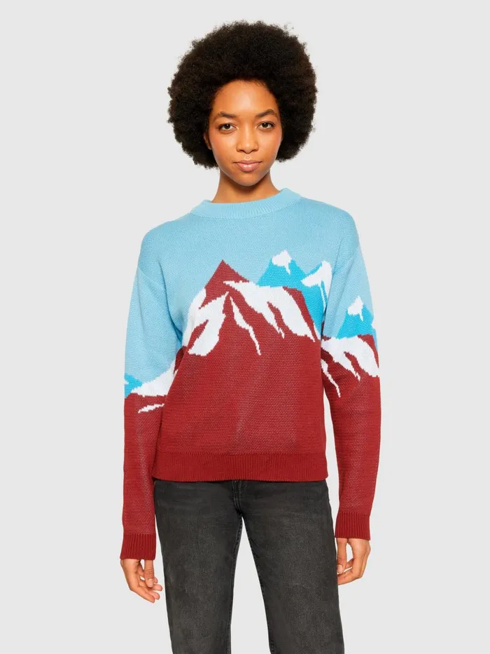 KnowledgeCotton Apparel Knits Mountain Jacquard Cotton Crew Neck Regenerative Organic Certified 8211 Women KnowledgeCotton Apparel Knits Mountain Jacquard Cotton Crew Neck Regenerative Organic Certified 8211 Women