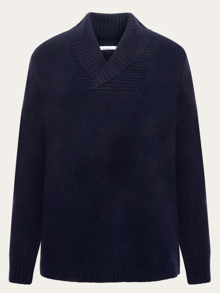 KnowledgeCotton Apparel Knits Shawl Neck Wool Knit Rws 8211 Men