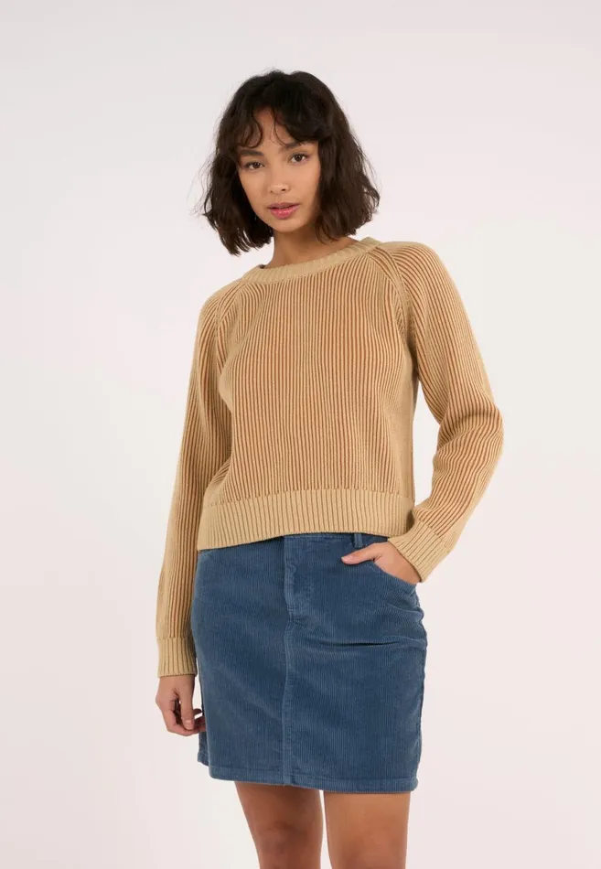 KnowledgeCotton Apparel Knits Two Tone Rib Crew Neck Safari 8211 Women KnowledgeCotton Apparel Knits Two Tone Rib Crew Neck Safari 8211 Women