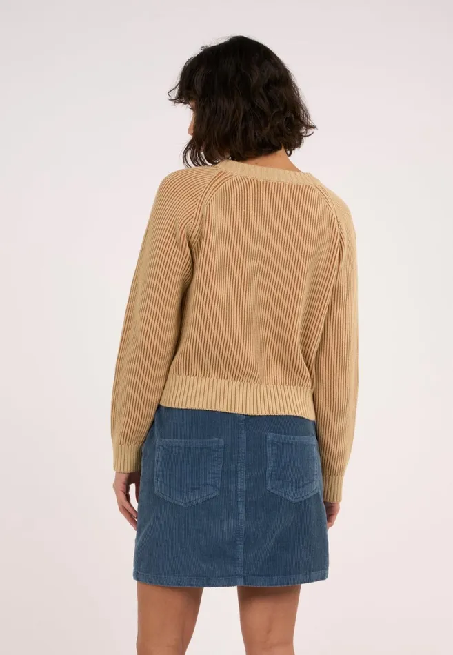 KnowledgeCotton Apparel Knits Two Tone Rib Crew Neck Safari 8211 Women KnowledgeCotton Apparel Knits Two Tone Rib Crew Neck Safari 8211 Women