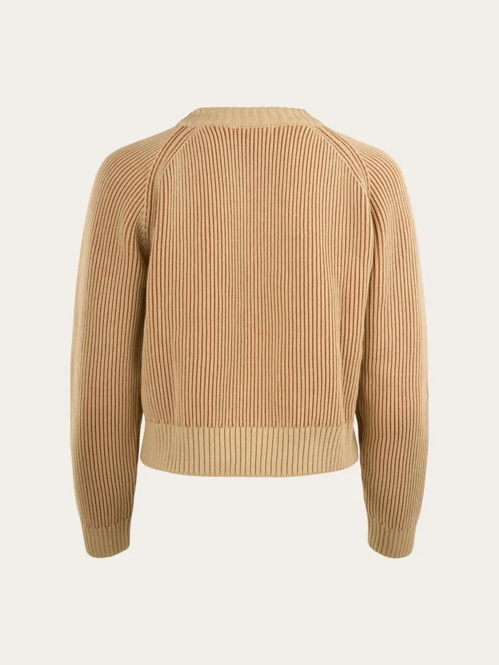 KnowledgeCotton Apparel Knits Two Tone Rib Crew Neck Safari 8211 Women KnowledgeCotton Apparel Knits Two Tone Rib Crew Neck Safari 8211 Women