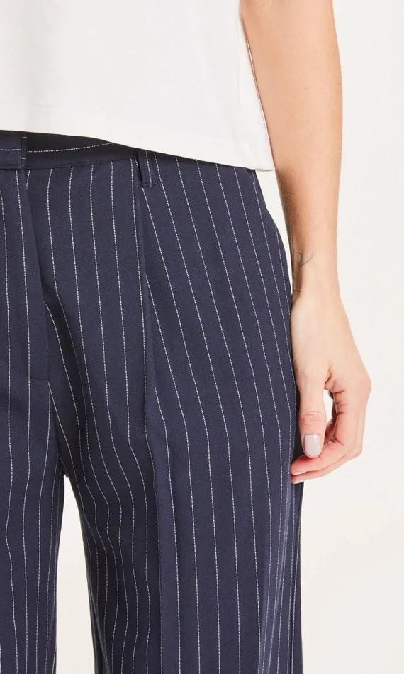 KnowledgeCotton Apparel Pants POSEY Pin Strip Wide Pants Total Eclipse 8211 Women KnowledgeCotton Apparel Pants POSEY Pin Strip Wide Pants Total Eclipse 8211 Women