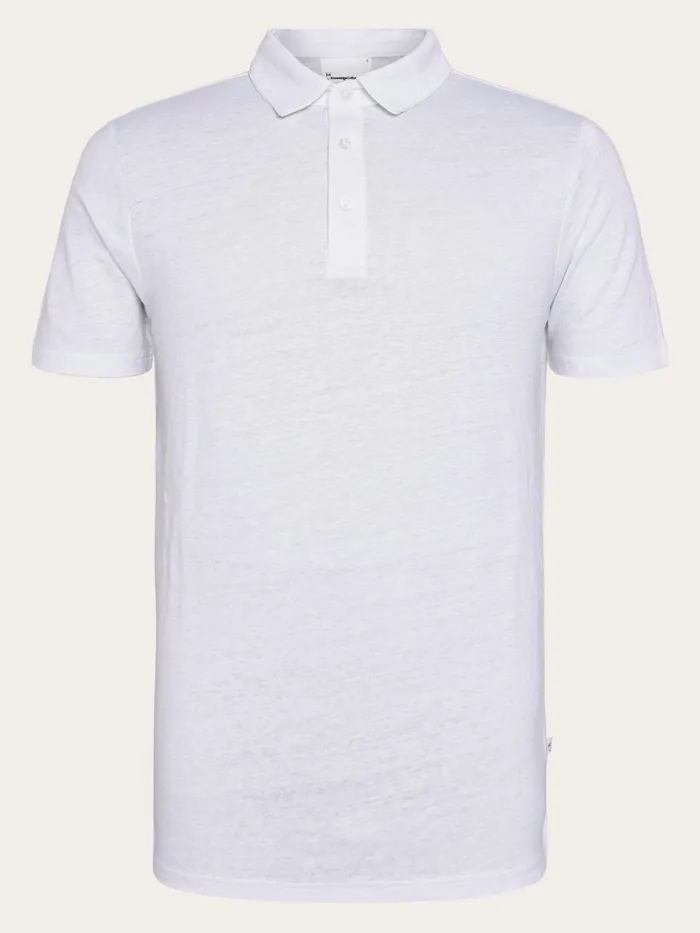 KnowledgeCotton Apparel Polo Shirts Linen Polo Bright White 8211 Men
