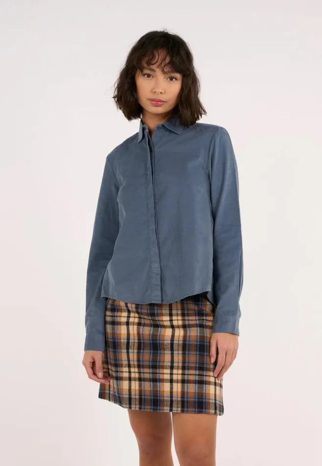 KnowledgeCotton Apparel Shirts Ashape Corduroy Shirt China Blue 8211 Women KnowledgeCotton Apparel Shirts Ashape Corduroy Shirt China Blue 8211 Women