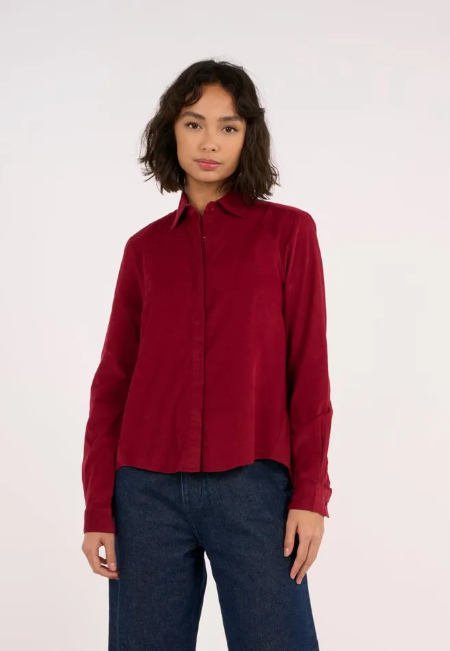 KnowledgeCotton Apparel Shirts Ashape Corduroy Shirt Rhubarb 8211 Women KnowledgeCotton Apparel Shirts Ashape Corduroy Shirt Rhubarb 8211 Women