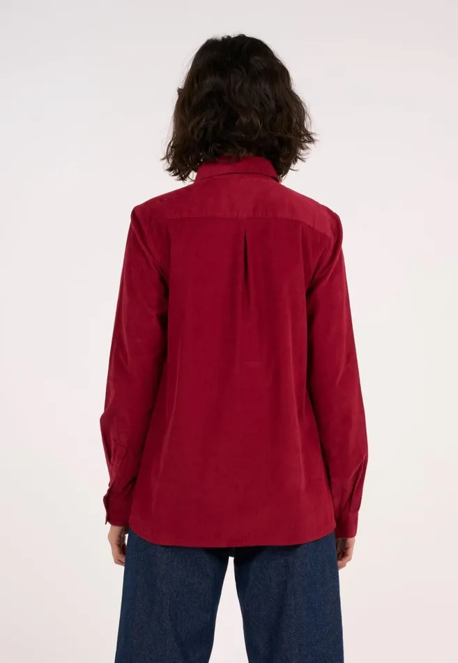 KnowledgeCotton Apparel Shirts Ashape Corduroy Shirt Rhubarb 8211 Women KnowledgeCotton Apparel Shirts Ashape Corduroy Shirt Rhubarb 8211 Women
