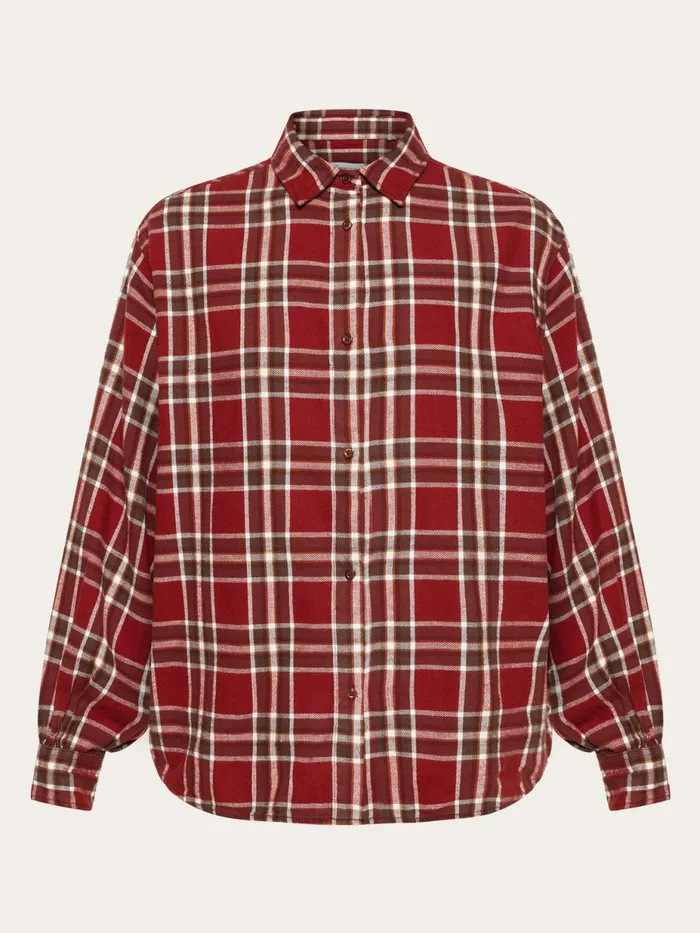 KnowledgeCotton Apparel Shirts Check Shirt Balloon Arms Red Check 8211 Women