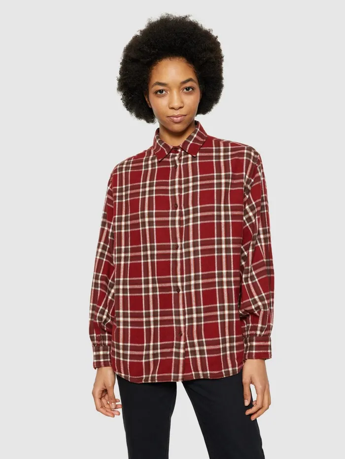 KnowledgeCotton Apparel Shirts Check Shirt Balloon Arms Red Check 8211 Women KnowledgeCotton Apparel Shirts Check Shirt Balloon Arms Red Check 8211 Women