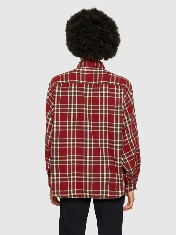 KnowledgeCotton Apparel Shirts Check Shirt Balloon Arms Red Check 8211 Women KnowledgeCotton Apparel Shirts Check Shirt Balloon Arms Red Check 8211 Women