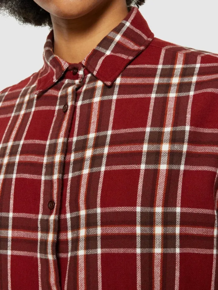 KnowledgeCotton Apparel Shirts Check Shirt Balloon Arms Red Check 8211 Women KnowledgeCotton Apparel Shirts Check Shirt Balloon Arms Red Check 8211 Women